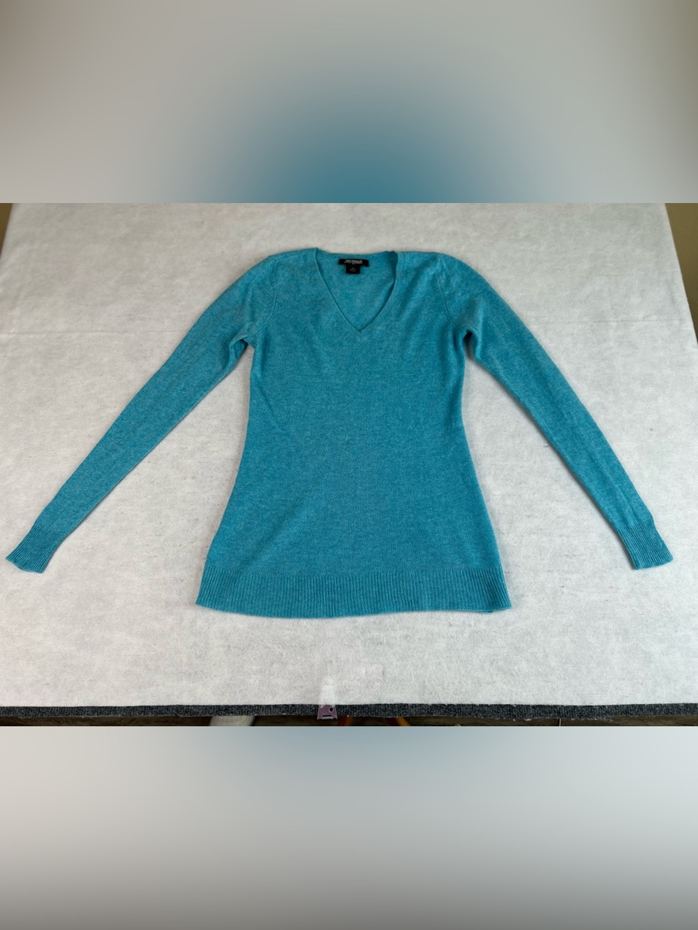 Ann Taylor Pullover Sweater Women’s Small Petite Aqua Blue 100% Cashmere V-Neck